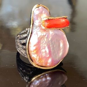 Rare Genuine Lavander Baroque Pearl Ring